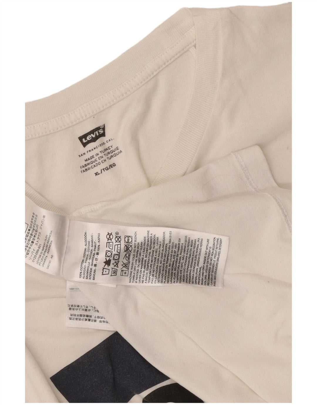 Camiseta gráfica masculina Levi's Top XL algodão branco