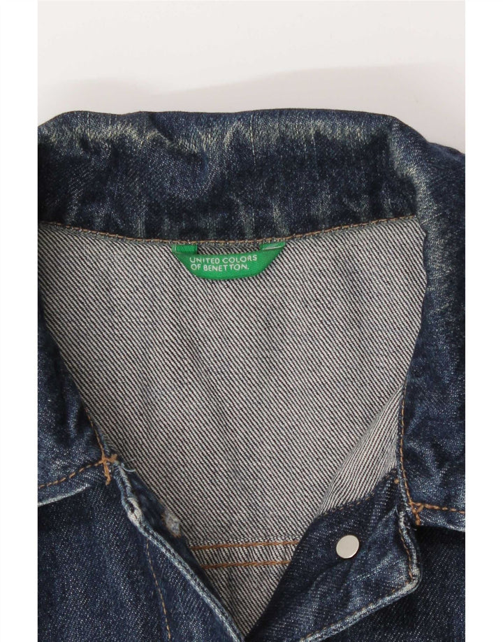 Jaqueta jeans feminina Benetton UK 10 pequena azul