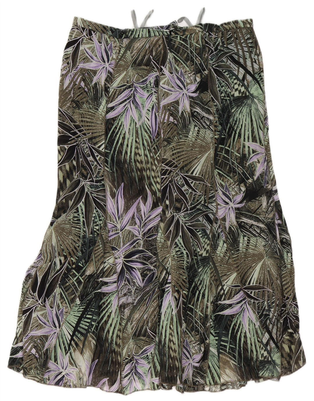 Saia trompete feminina de cintura alta GELCO Reino Unido 16 grande W32 verde floral