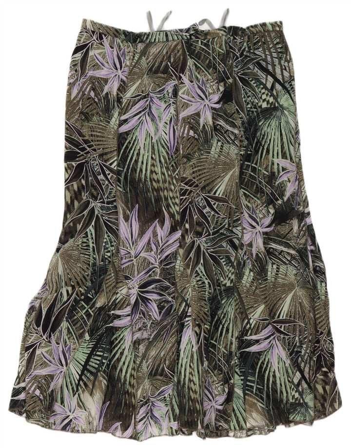 Saia trompete feminina de cintura alta GELCO Reino Unido 16 grande W32 verde floral