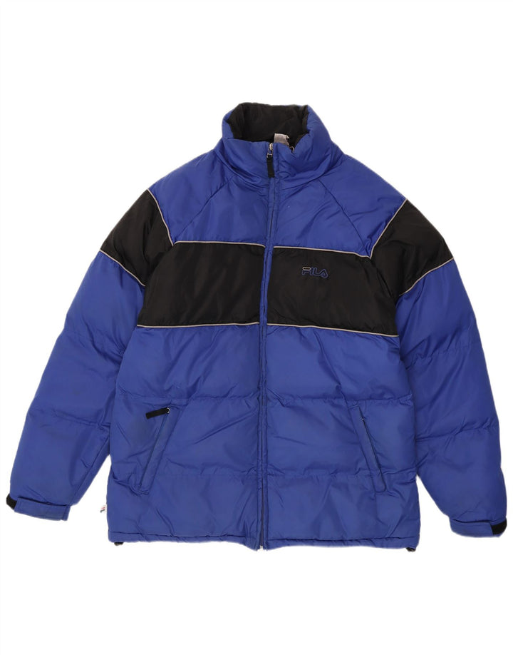 Jaqueta masculina Fila Regular Fit acolchoada UK 38 Medium Blue Colourblock Nylon