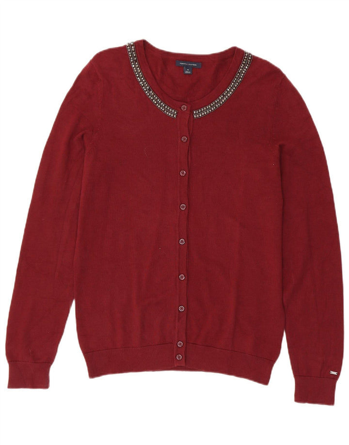 Suéter cardigã feminino Tommy Hilfiger Reino Unido 12 algodão marrom médio