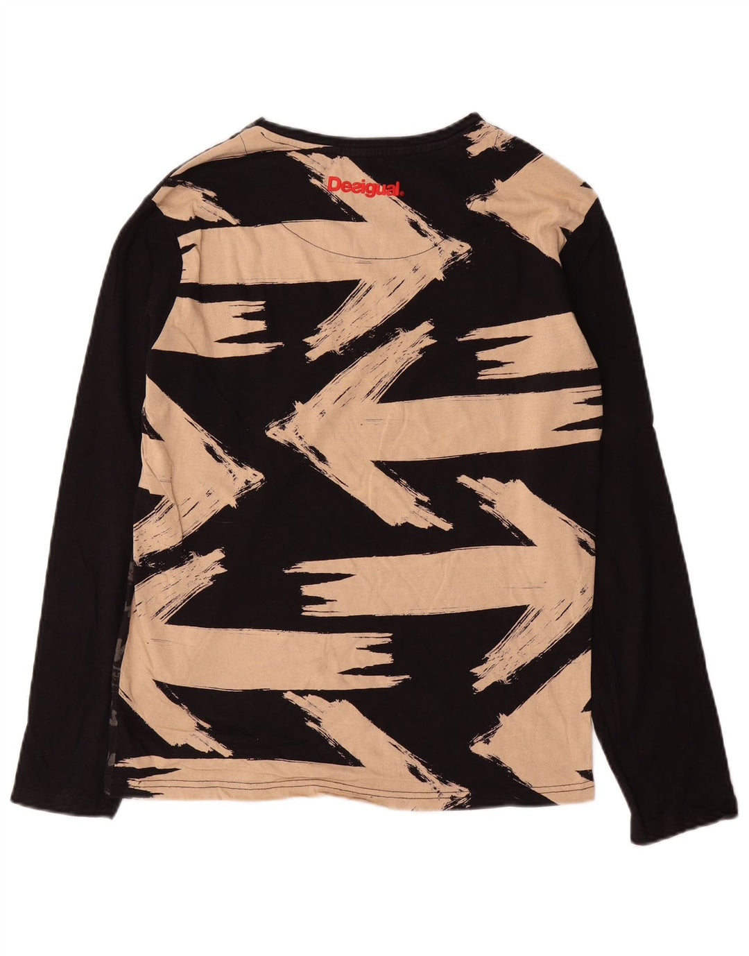 Desigual Top gráfico masculino manga comprida médio algodão preto
