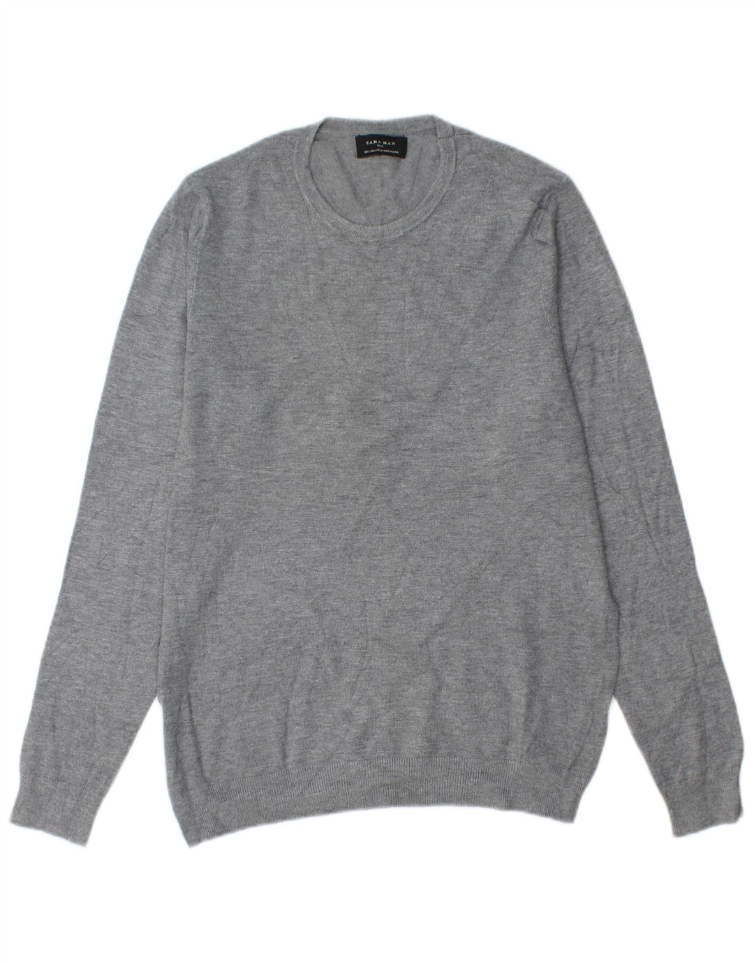 Suéter masculino ZARA com gola redonda, grande viscose cinza