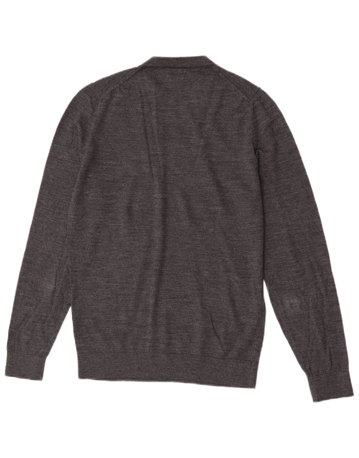 Suéter masculino Massimo Dutti com gola redonda, lã Merino cinza médio