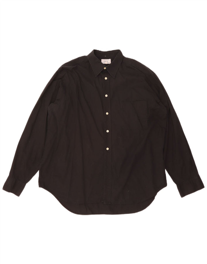 Camisa masculina Rifle com ajuste relaxado de algodão preto médio