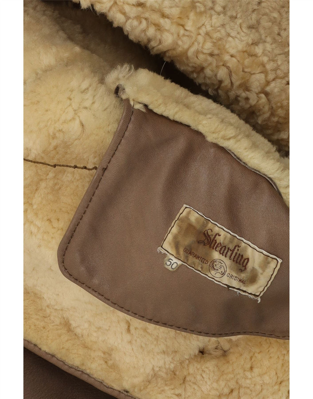 Jaqueta masculina vintage shearling IT 50 grande couro cinza