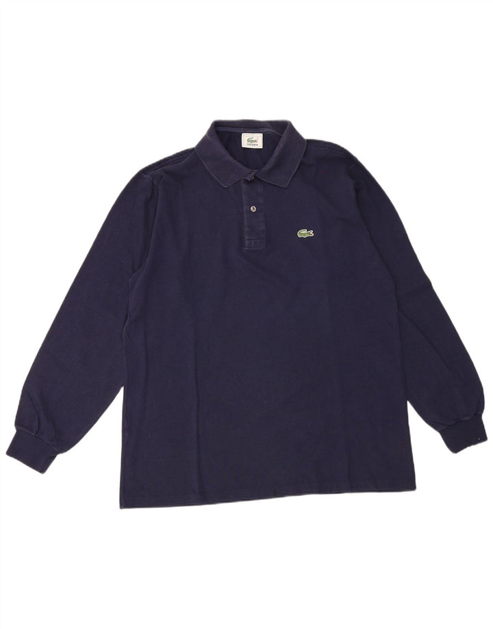 Lacoste camisa polo masculina de manga comprida tamanho 4 médio azul marinho