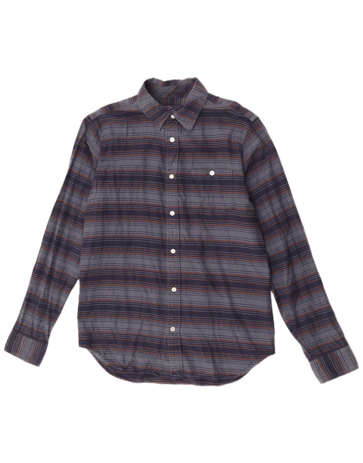 Camisa masculina de flanela Gap de algodão listrado azul marinho médio