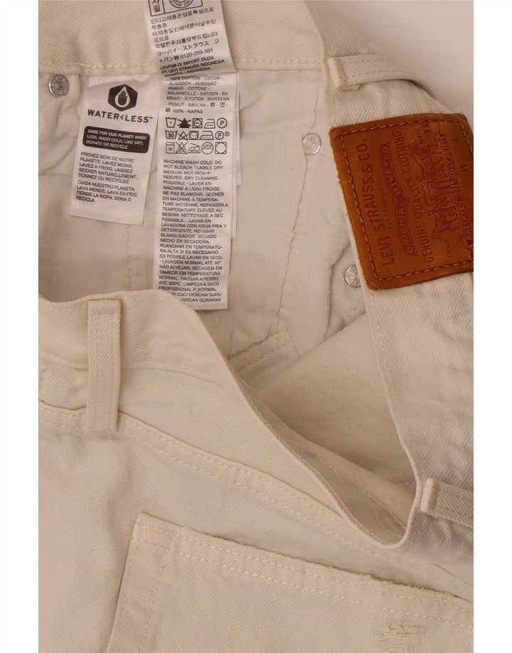 Shorts jeans feminino Levi's 501 desgastado W30 médio off white algodão