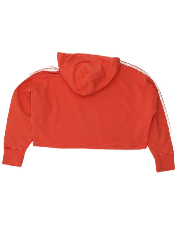 Adidas Womens Crop Oversized Hoodie Jumper Reino Unido 8 Pequeno Laranja Algodão