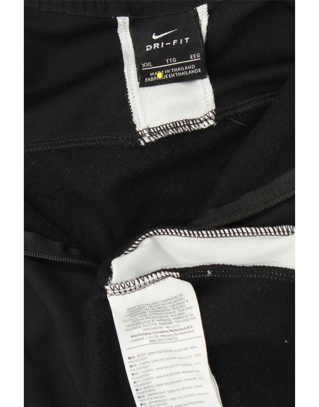 NIKE Mens Dri Fit Zip Neck Pullover Treino Top 2XL Preto Colourblock