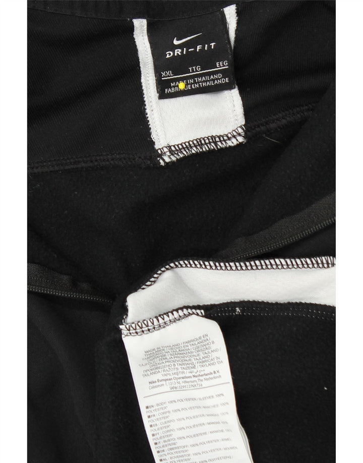 NIKE Mens Dri Fit Zip Neck Pullover Treino Top 2XL Preto Colourblock