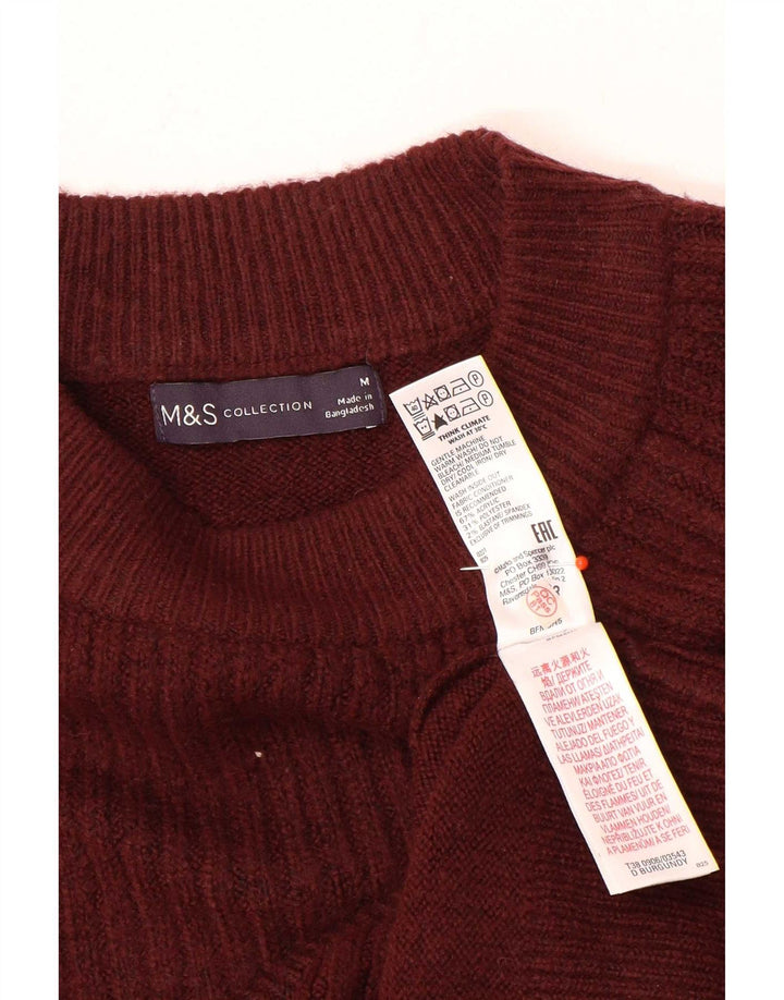Suéter feminino Marks & Spencer com gola redonda Reino Unido 14 Médio Borgonha