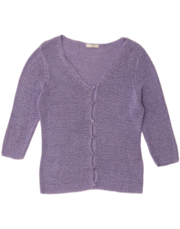 Suéter cardigã feminino Marks & Spencer manga 3/4 Reino Unido 16 grande roxo