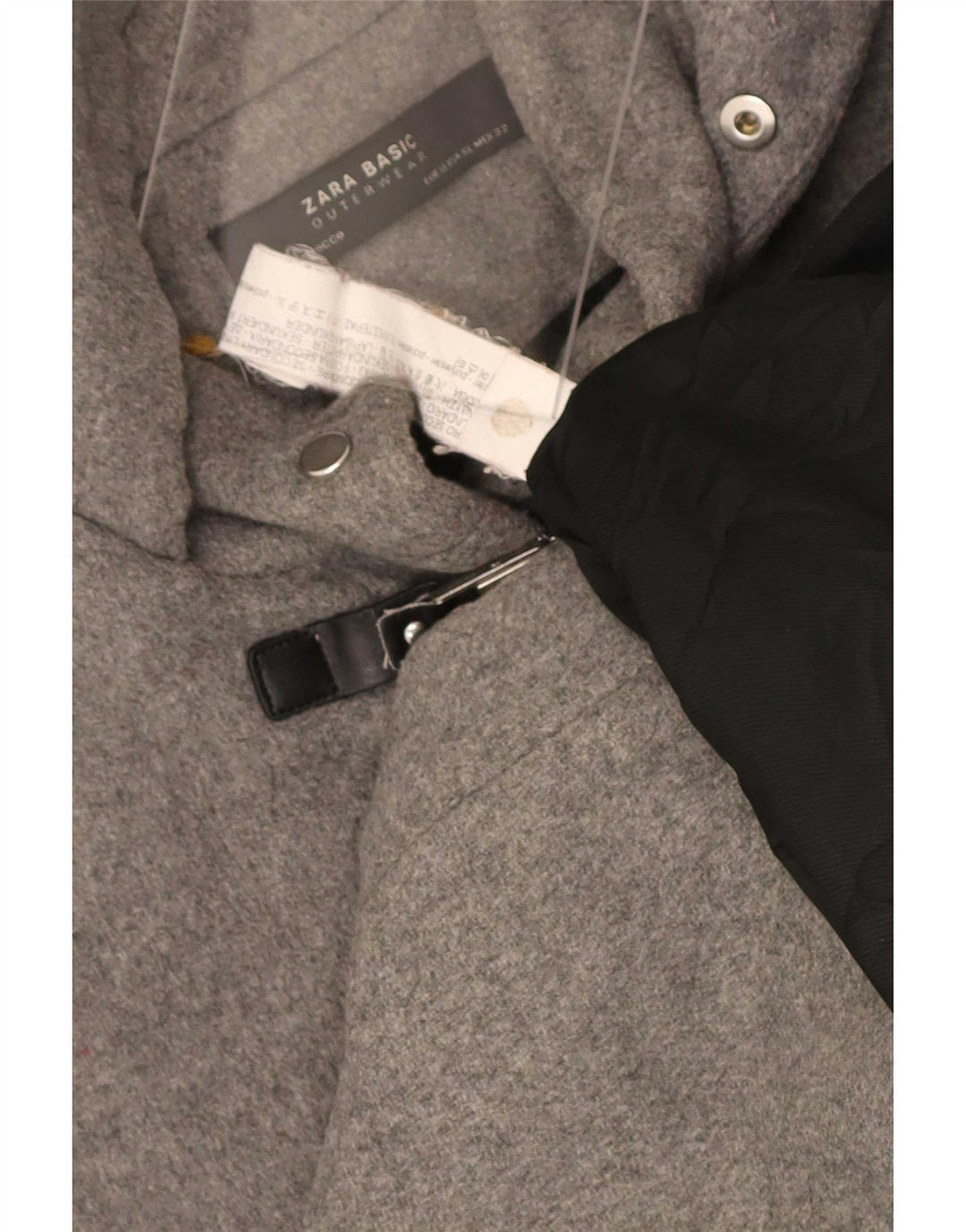 Zara Jaqueta Duffle Feminina com Capuz UK 18 XL Cinza Poliéster