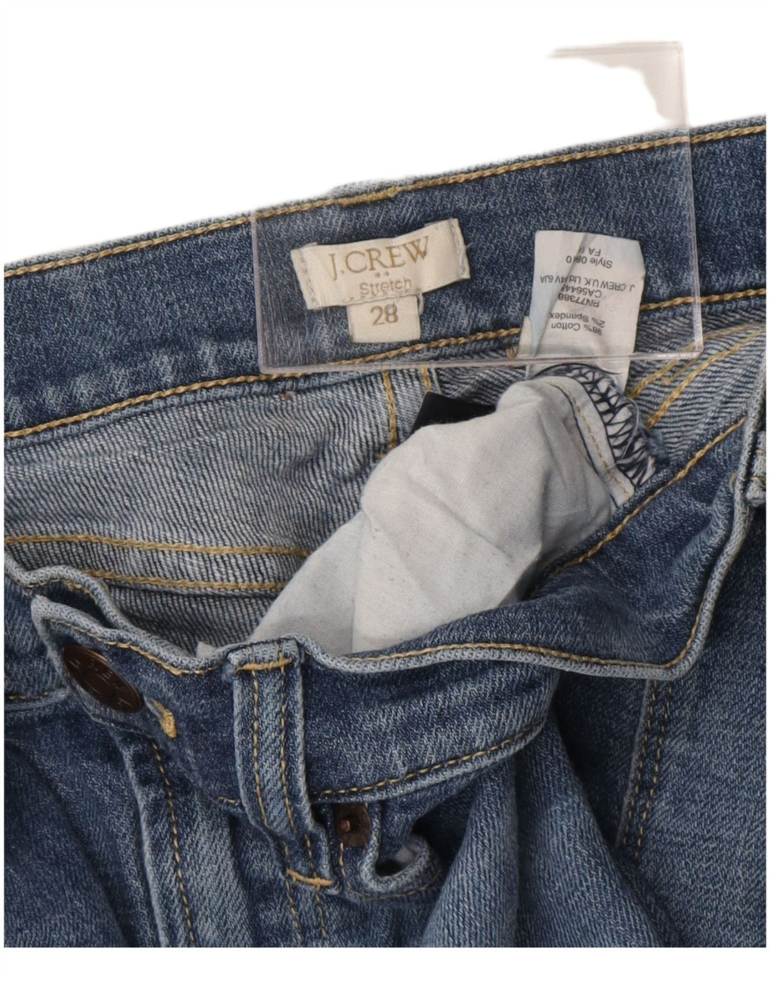 J. CREW Jeans recortados femininos desgastados W28 25 algodão azul