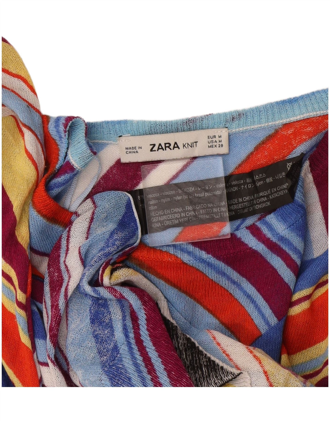 Zara Suéter feminino com gola canoa e listrado médio multicolorido Reino Unido 12