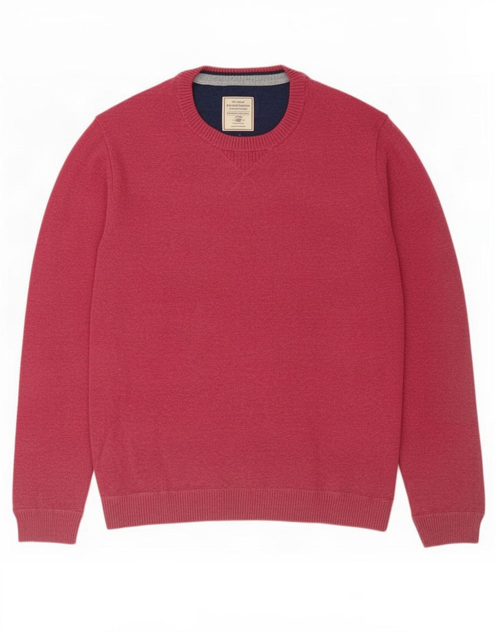 Suéter masculino Fat Face com gola redonda, grande algodão rosa