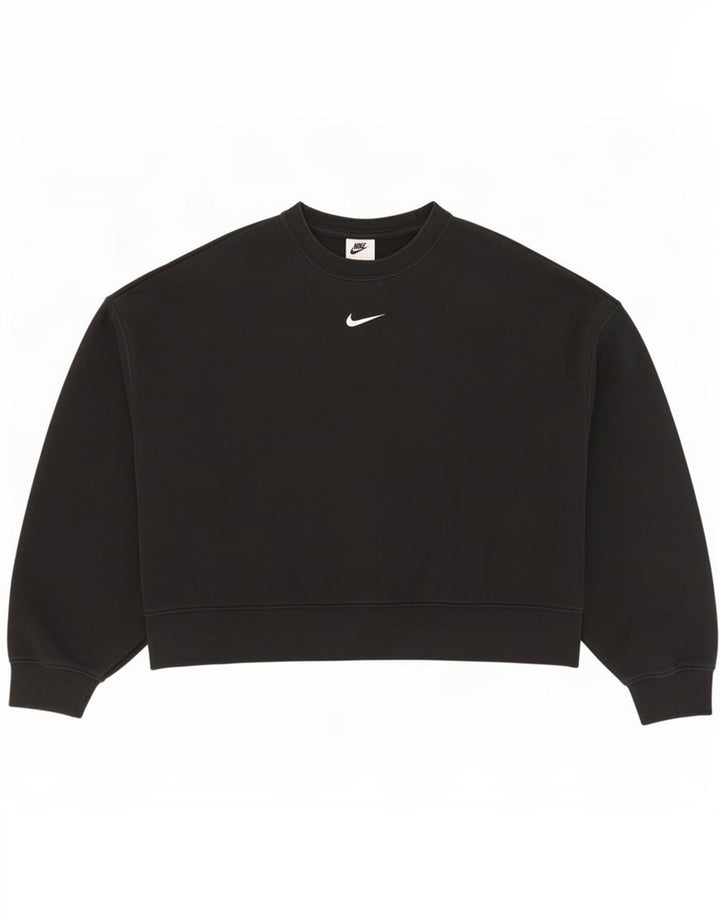 Nike feminino oversized moletom jumper reino unido 10 pequeno algodão preto