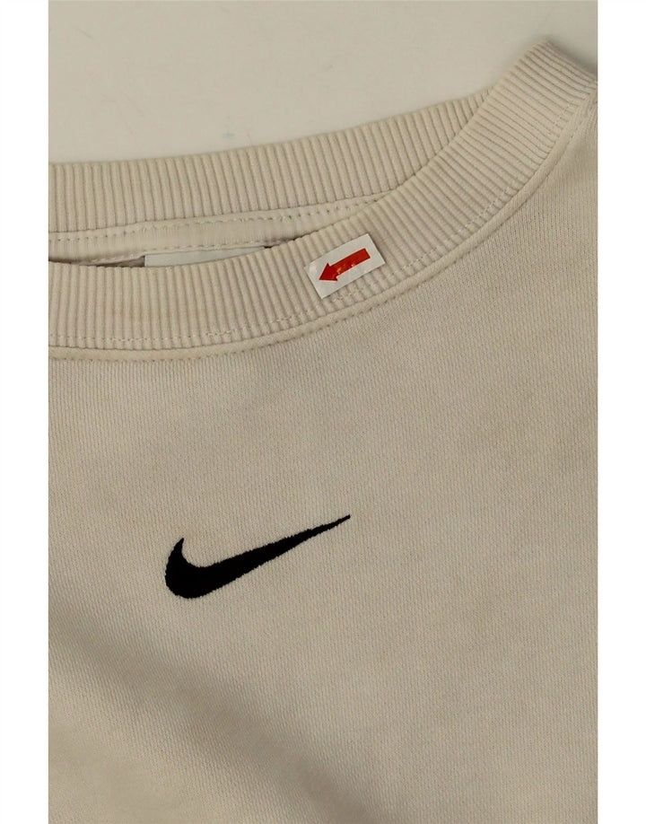 Nike Womens Crop Oversized Moletom Jumper UK 14 Médio Off White Algodão