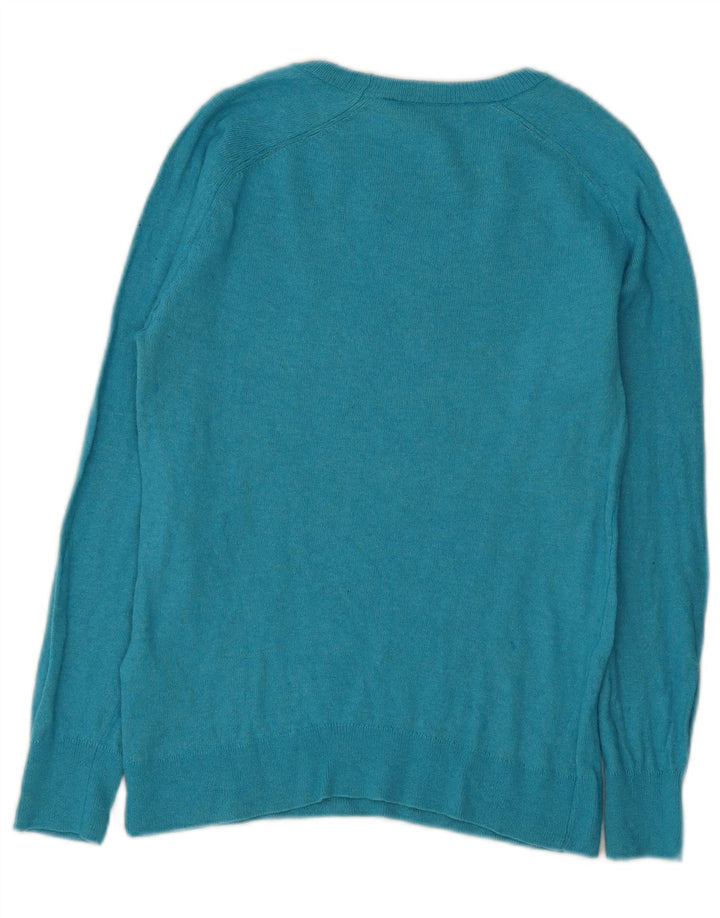 Suéter feminino Zara com gola redonda UK 12 médio turquesa poliamida