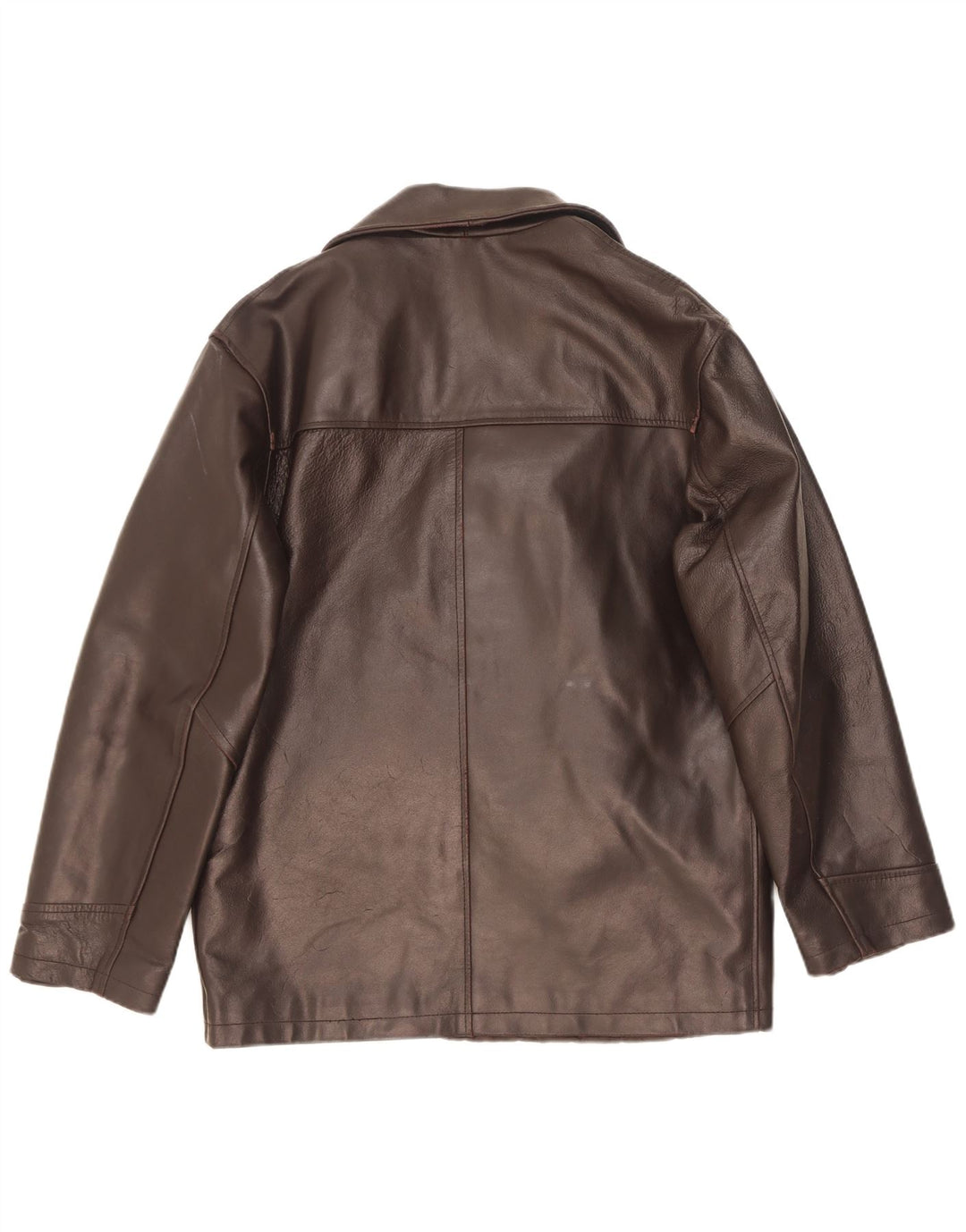 Jaqueta de couro vintage masculina com peito duplo Reino Unido 38 marrom médio