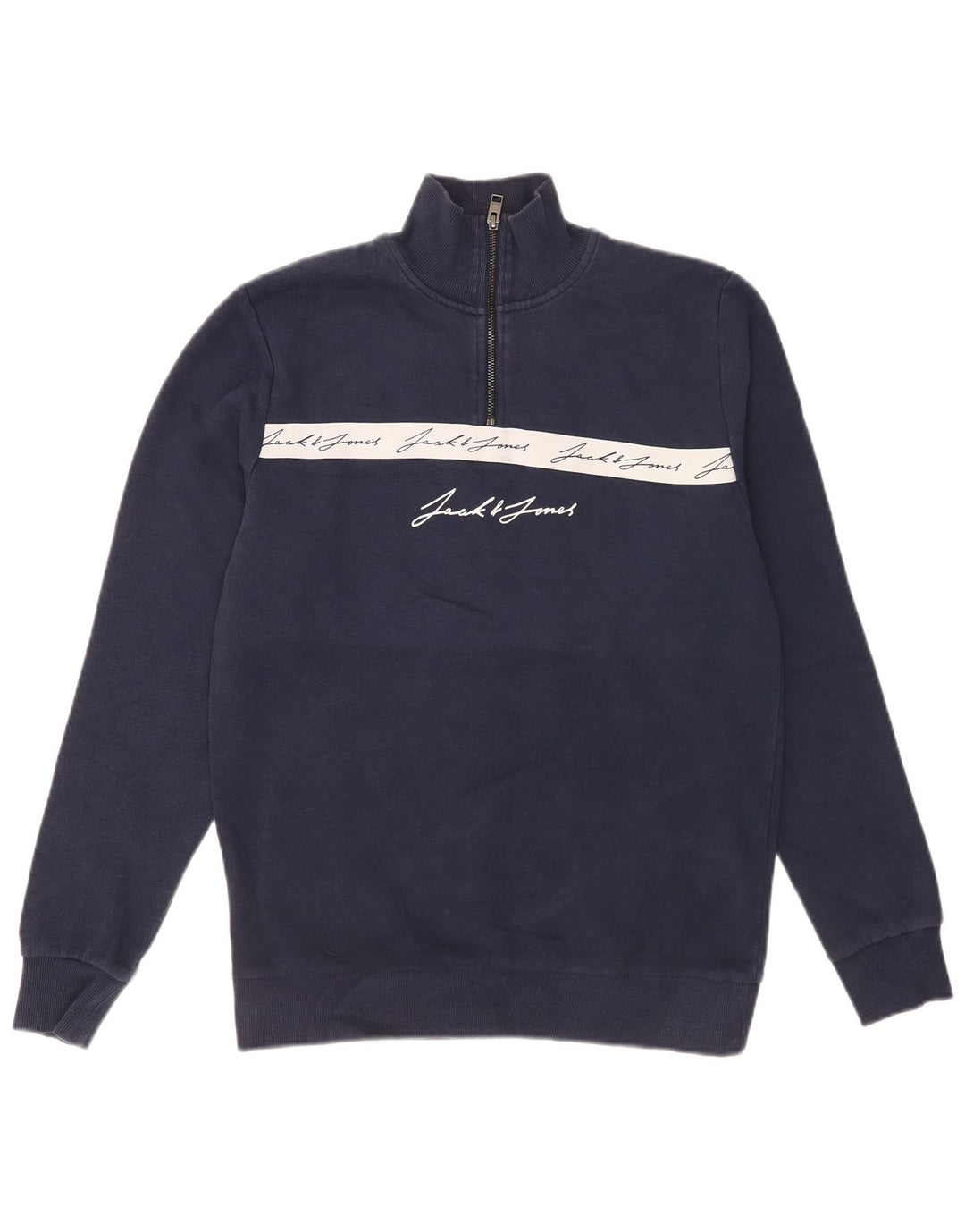 Jack & Jones moletom gráfico masculino jumper médio azul marinho colorblock