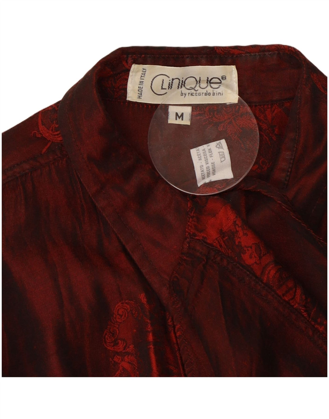 CLINIQUE Mens By Riccardo Bini Camisa Média Borgonha Floral Acetato