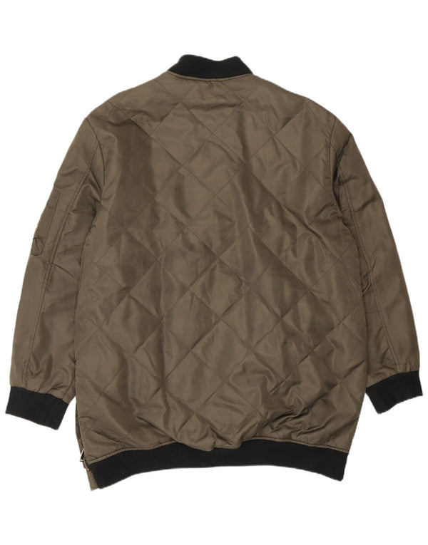 Zara Mens Bomber Jacket UK 42 XL Khaki Colourblock Poliéster