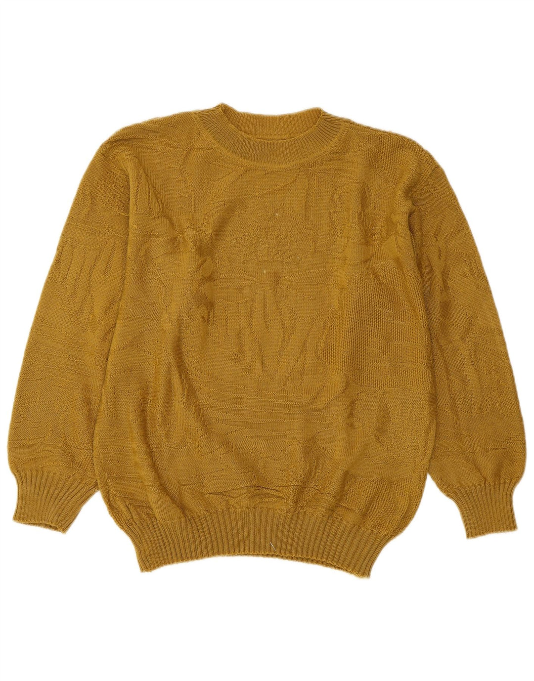Suéter feminino VINTAGE com gola redonda UK 14 amarelo médio