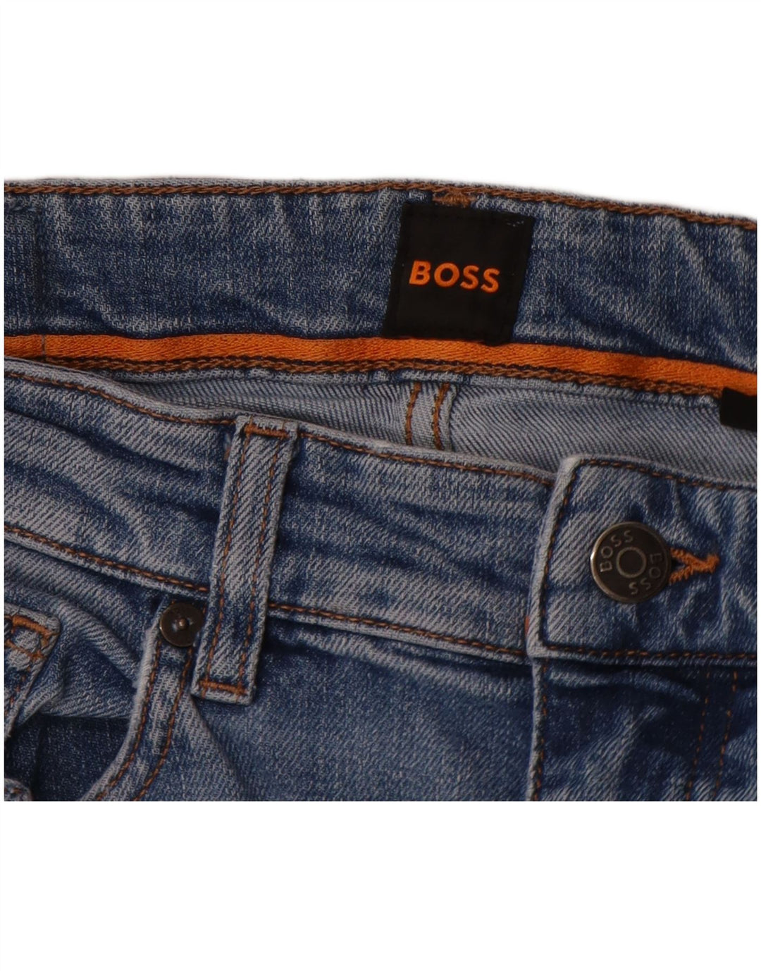 Hugo Boss Jeans masculino desgastado slim W32 L32 algodão azul