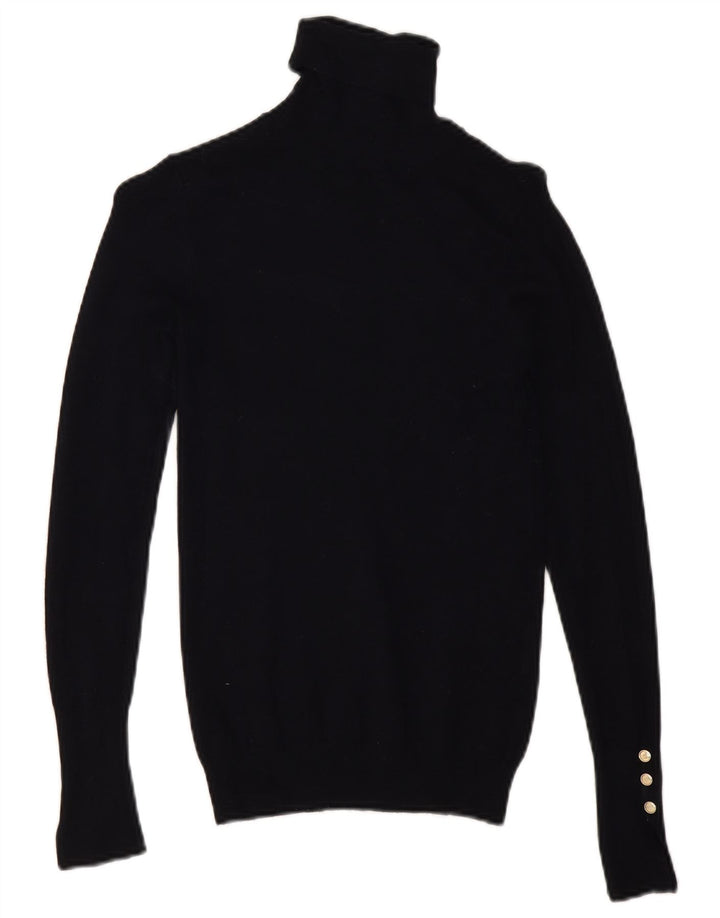 Suéter feminino Zara com gola redonda e viscose azul marinho pequeno Reino Unido 8