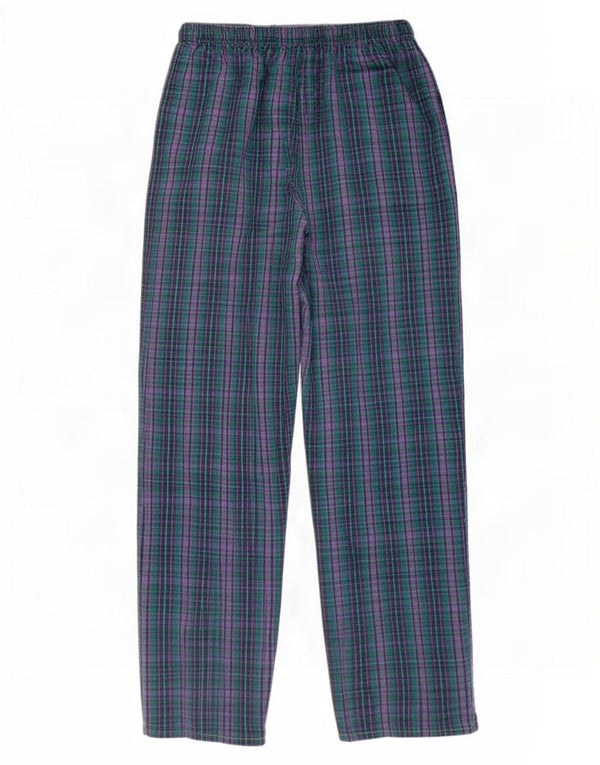Calças cortadas femininas St. Bernard UK 14 grandes W33 L26 xadrez verde