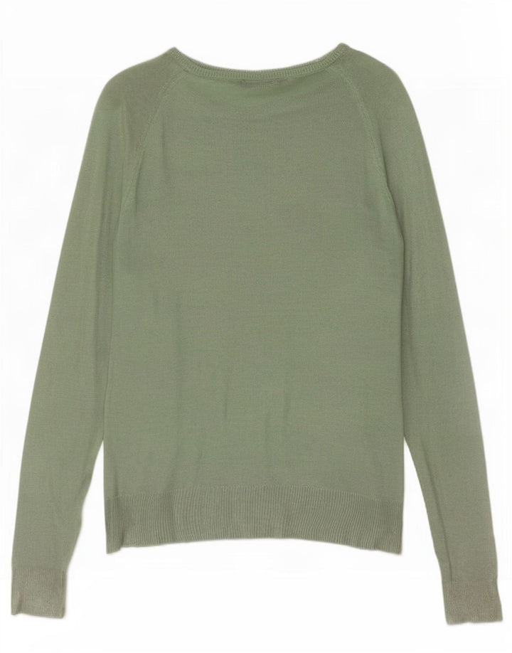 Zara Suéter feminino com gola canoa e gola redonda Reino Unido 14 verde médio