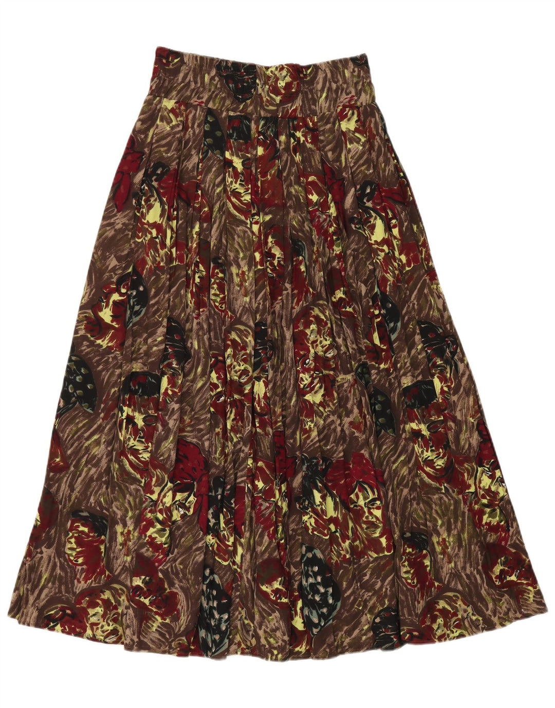 Saia plissada feminina vintage média W30 viscose marrom