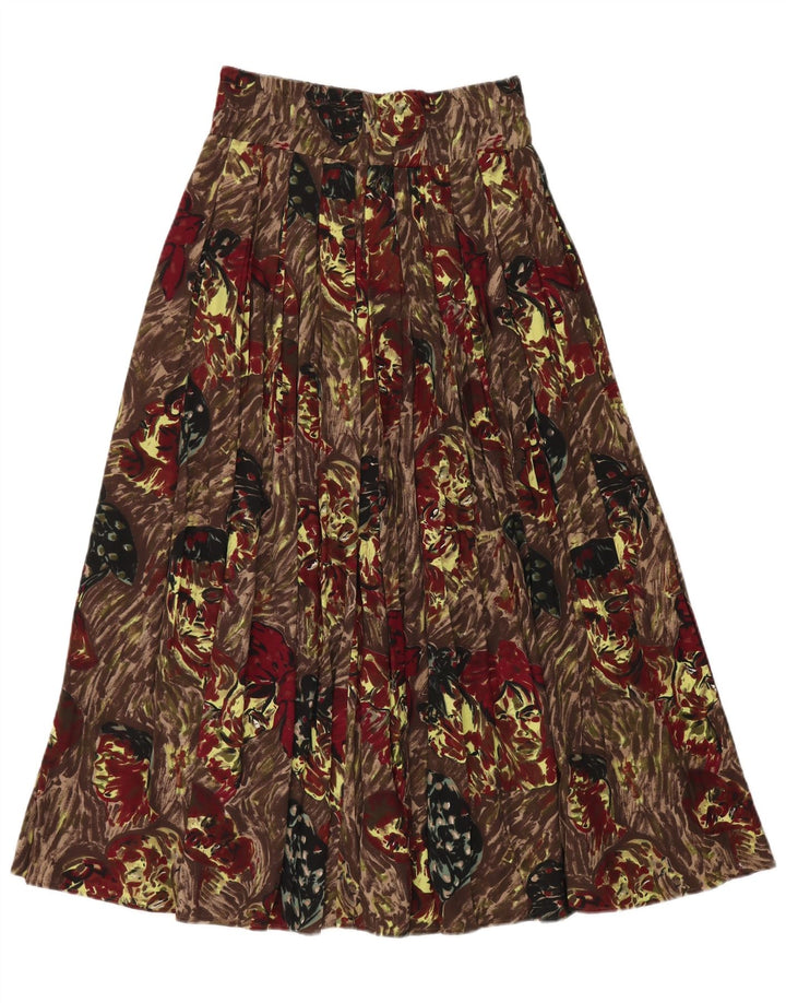 Saia plissada feminina vintage média W30 viscose marrom