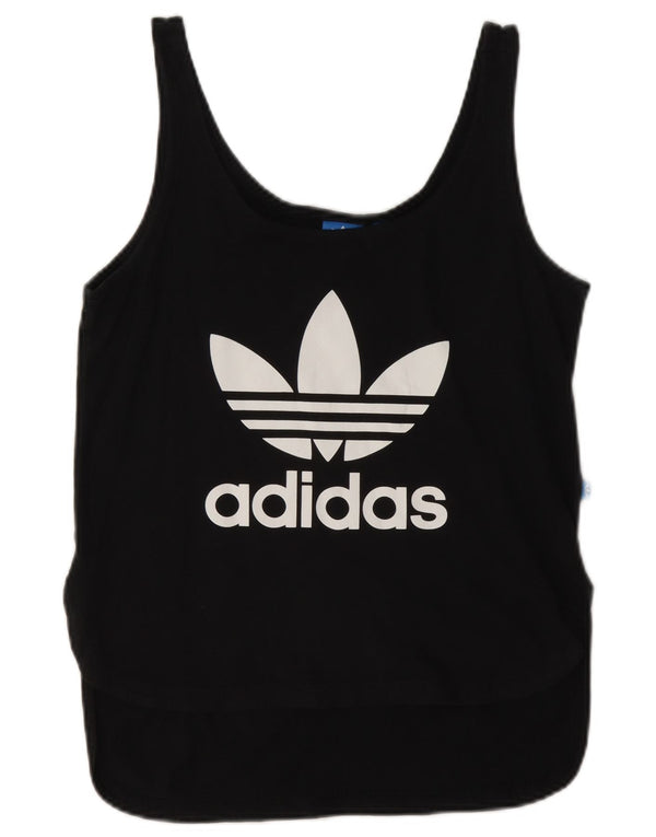 Adidas Womens Graphic Vest Top UK 10 Pequeno Algodão Preto