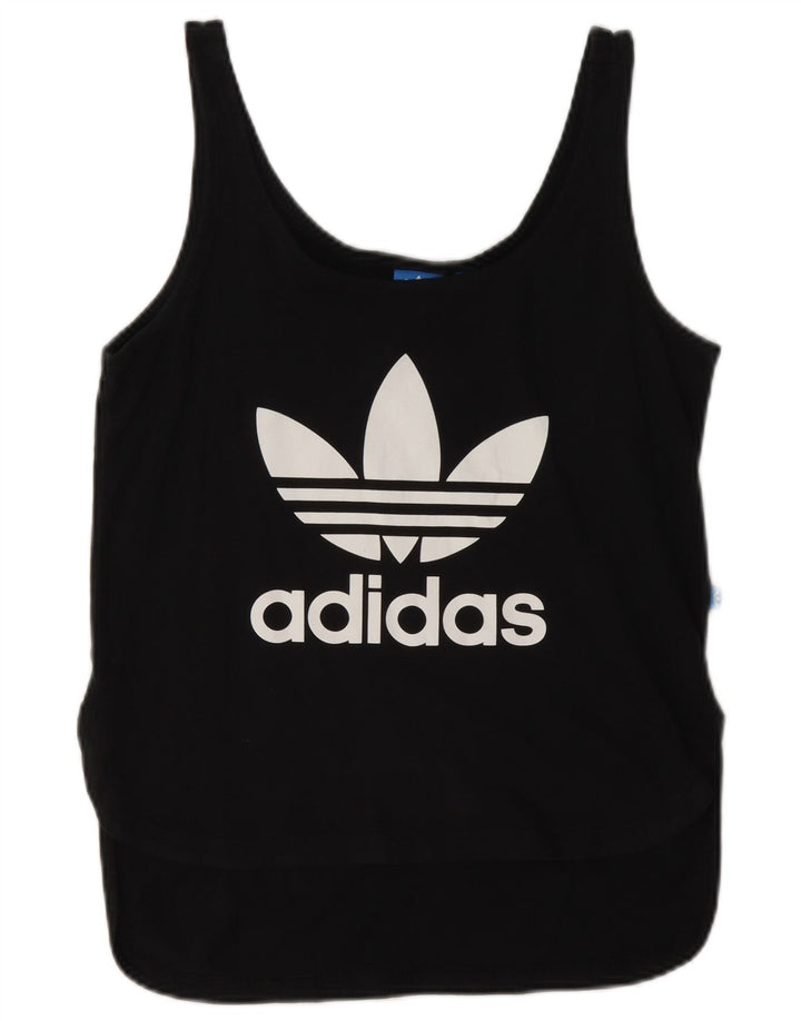 Adidas Womens Graphic Vest Top UK 10 Pequeno Algodão Preto
