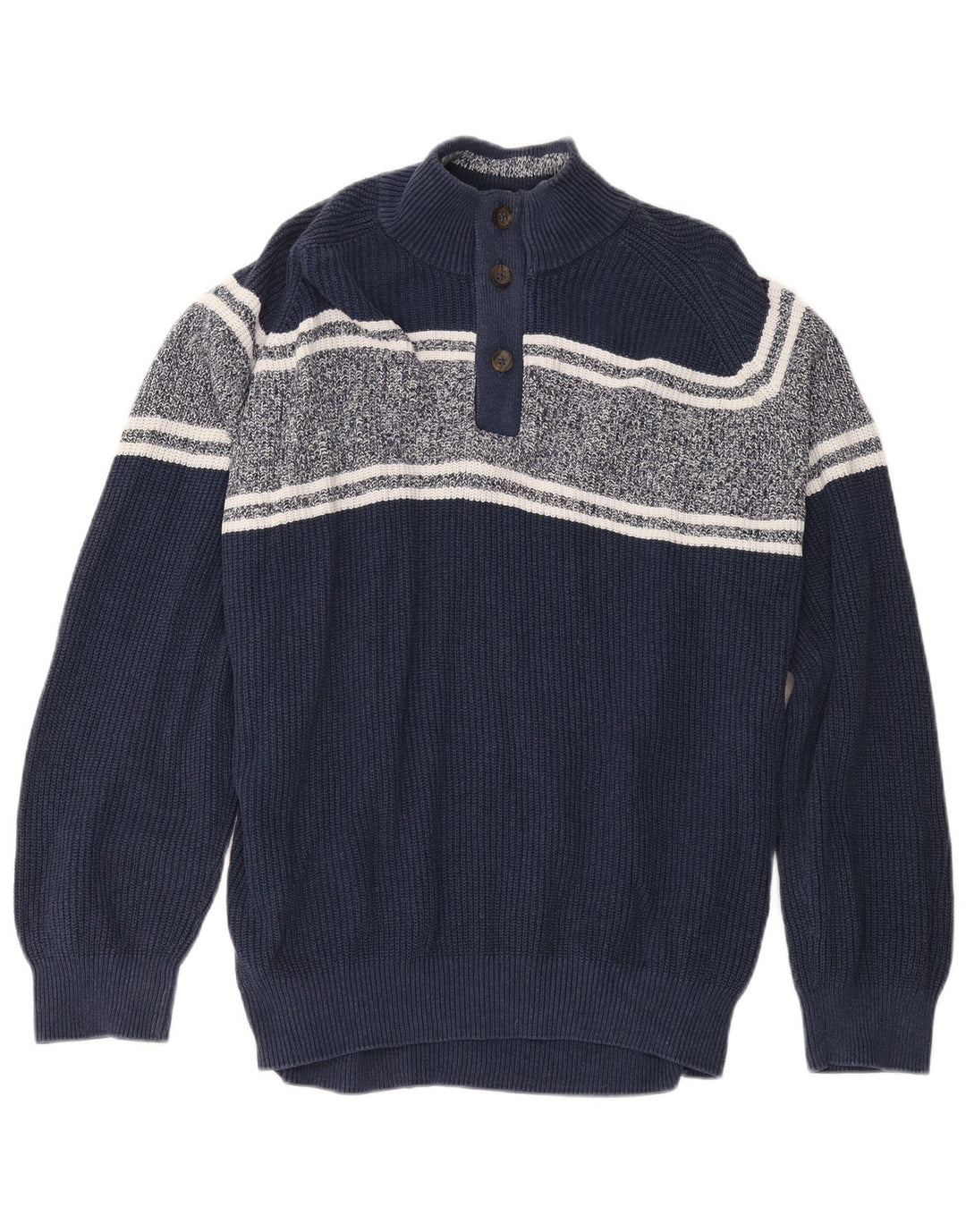 Suéter masculino Marks & Spencer com gola e botão 2XL bloco colorido azul marinho