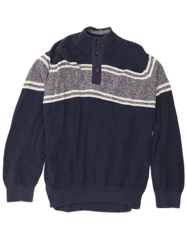 Suéter masculino Marks & Spencer com gola e botão 2XL bloco colorido azul marinho
