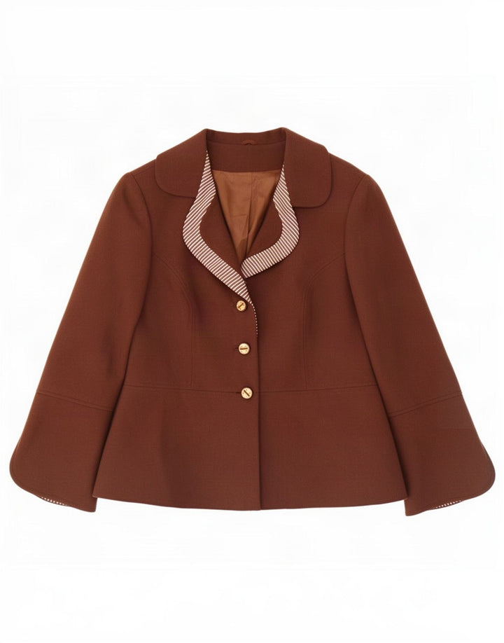 Jaqueta blazer feminina vintage com 3 botões IT 50 XL marrom