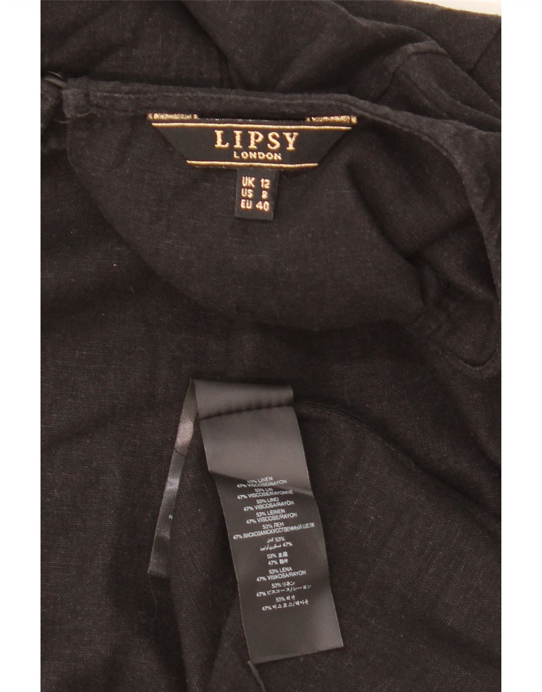 Vestido Lipsy Feminino UK 12 Médio Linho Preto