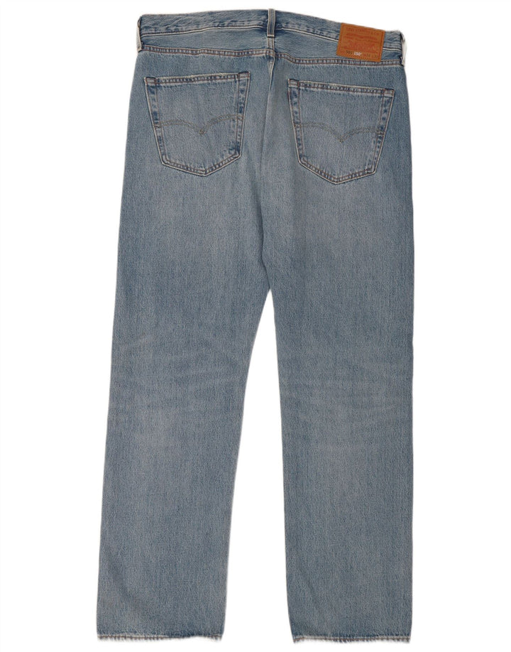 Levi's Masculino 501 Straight Jeans W36 L32 Azul Patchwork Algodão