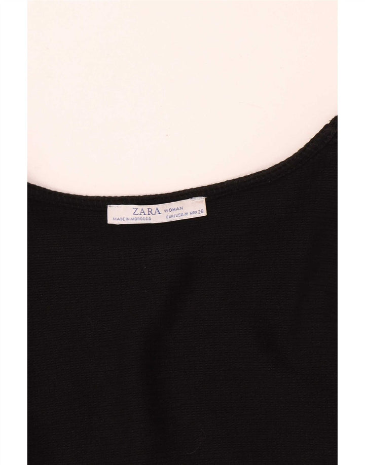 Vestido maxi feminino de manga comprida Zara Reino Unido 12 xadrez preto médio
