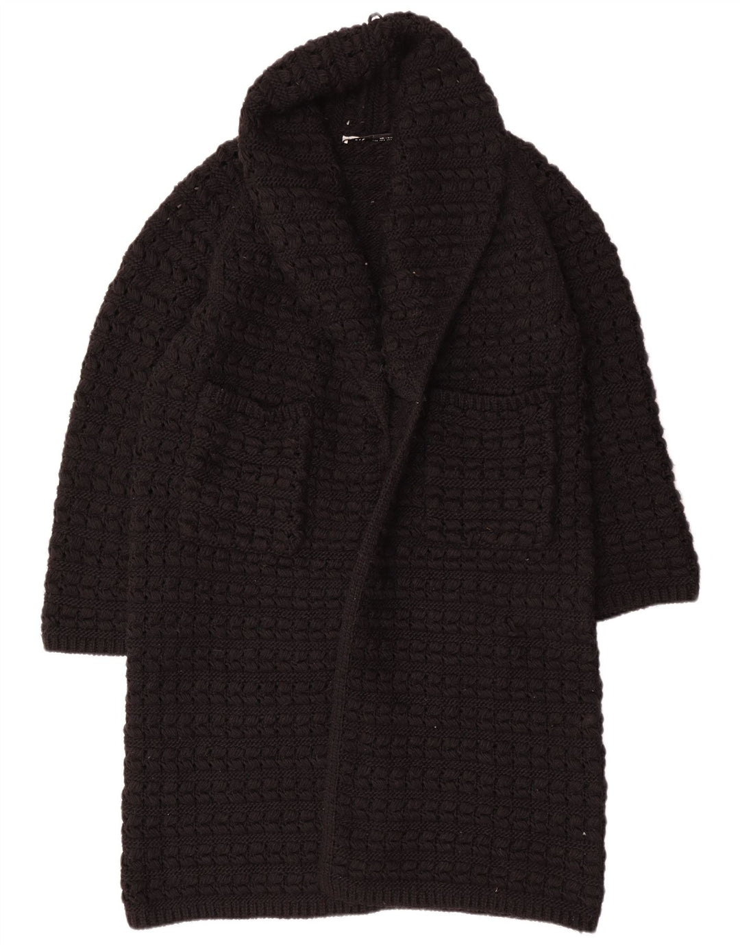 Zara Suéter feminino oversized longline aberto cardigan Reino Unido 14 médio preto