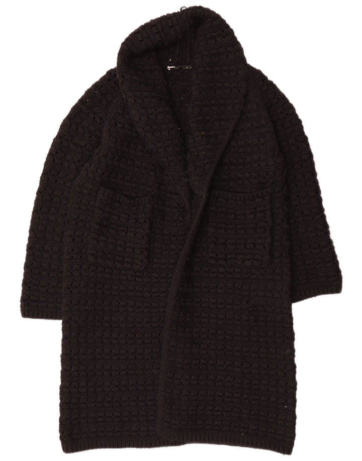 Zara Suéter feminino oversized longline aberto cardigan Reino Unido 14 médio preto