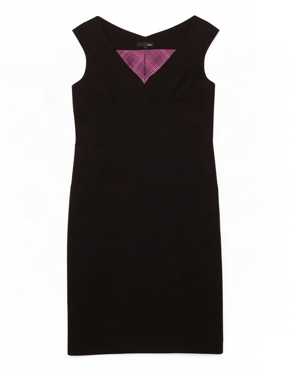 Próximo Vestido feminino sem mangas com bainha UK 10 pequeno poliéster preto
