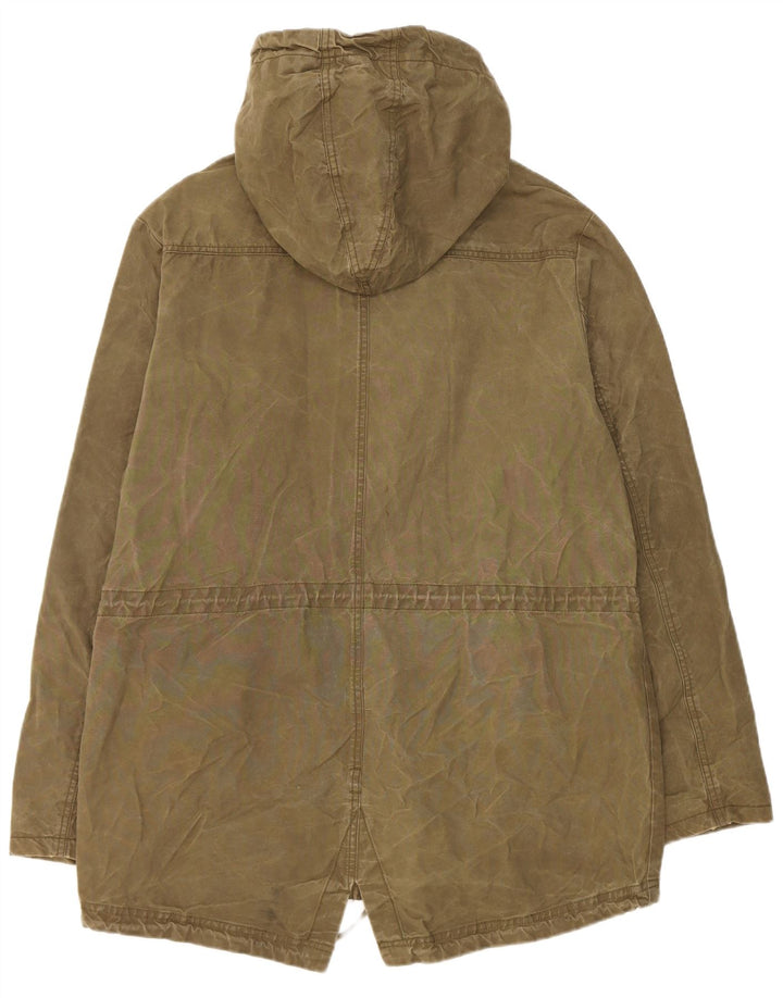 Jaqueta Parka masculina Bomboogie com capuz Reino Unido 42 XL algodão cáqui