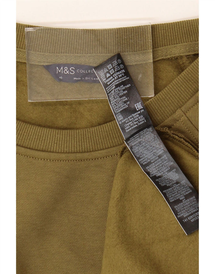 Suéter feminino Marks & Spencer Reino Unido 16 grande algodão cáqui